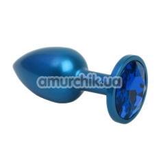 Анальная пробка с синим кристаллом SWAROVSKI Zcz, синяя матовая - Фото №1