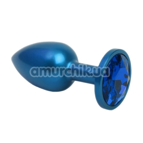 Анальна пробка з синім кристалом SWAROVSKI Zcz, синя матова