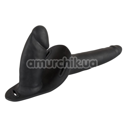 Подвійний страпон Double Strap - On Black Silicone, чорний