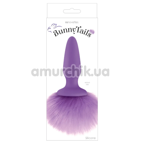 Анальна пробка з фіолетовим хвостом Bunny Tails, фіолетова