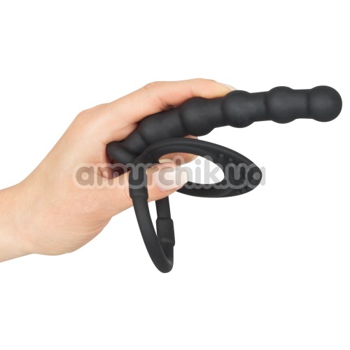 Анальная насадка Black Velvets Cock And Ball Ring, черная