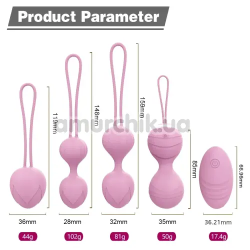 Набор вагинальных шариков с вибрацией Odeco Every Night Toys Beata, розовый