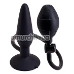 Анальный расширитель Silicone Pleasure Inflatable Butt Plug M, черный - Фото №1