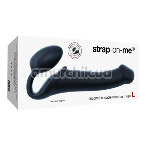 Безремневой страпон Strap-On-Me Silicone Bendable Strap-On L, черный