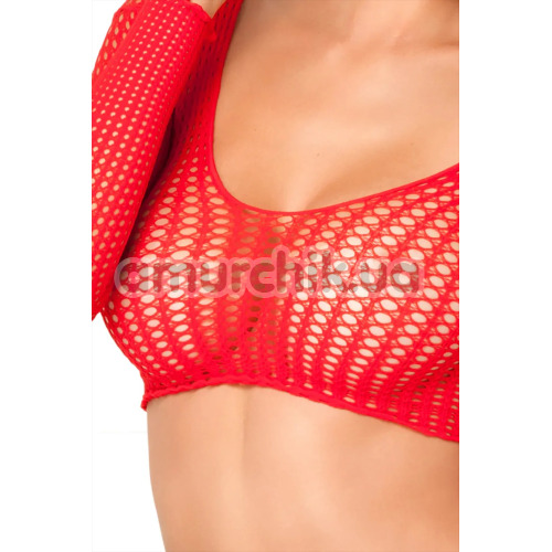 Комплект 2 Piece Crotchet Bodystocking, красный: топ + юбка