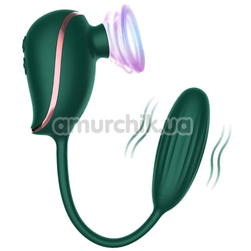 Симулятор орального сексу для жінок з віброяйцем Boss Series Leiothrix, зелений