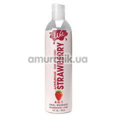Массажно-оральный лубрикант с согревающим эффектом Wet Fun Flavors Warming Strawberry - клубника, 118 мл - Фото №1
