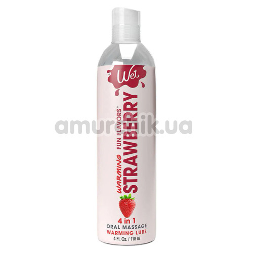 Масажно-оральний лубрикант з зігріваючим ефектом Wet Fun Flavors Warming Strawberry - полуниця, 118 мл