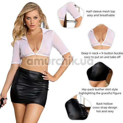 Костюм секретарши Star Night Seductive Secretary, черно-белый: рубашка + юбка