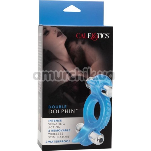 Виброкольцо Double Dolphin, голубое