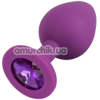 Анальна пробка з фіолетовим кристалом Colorful Joy Jewel Purple Plug Medium, фіолетова - Фото №1
