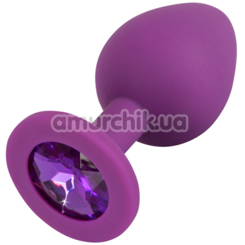 Анальная пробка с фиолетовым кристаллом Colorful Joy Jewel Purple Plug Medium, фиолетовая - Фото №1
