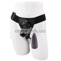 Полый страпон с вибрацией Hi-Basic Basic Vibrating Strap On Harness, черный - Фото №1