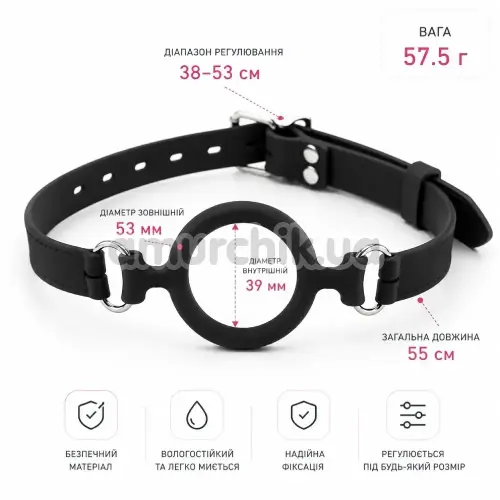 Кляп-кольцо DS Fetish Silicone Ring Gag, черный