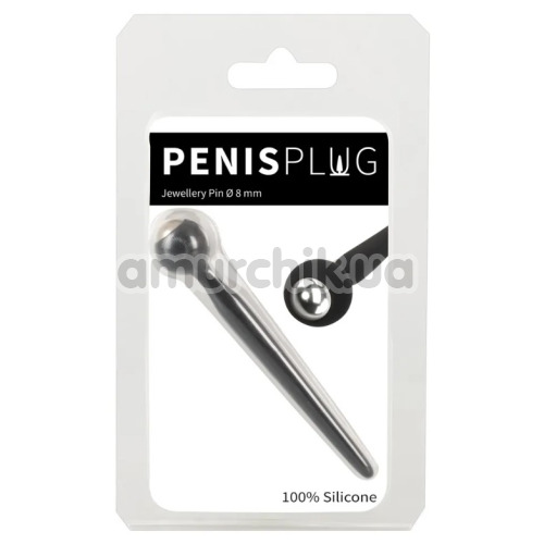 Уретральна вставка Penis Plug Jewellery Pin 100% Silicone, чорна