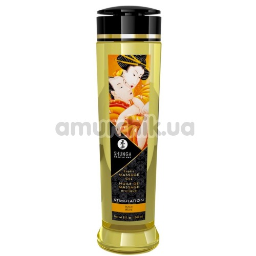 Масажна олія Shunga Erotic Massage Oil Stimulation Peach - персик, 240 мл - Фото №1