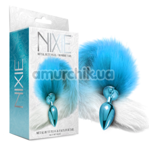Анальная пробка с хвостом лисы Nixie Butt Plug / Hombre Tail, голубая