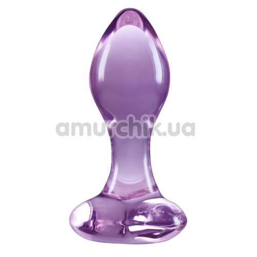 Анальна пробка Crystal Glass Heart, фіолетова - Фото №1