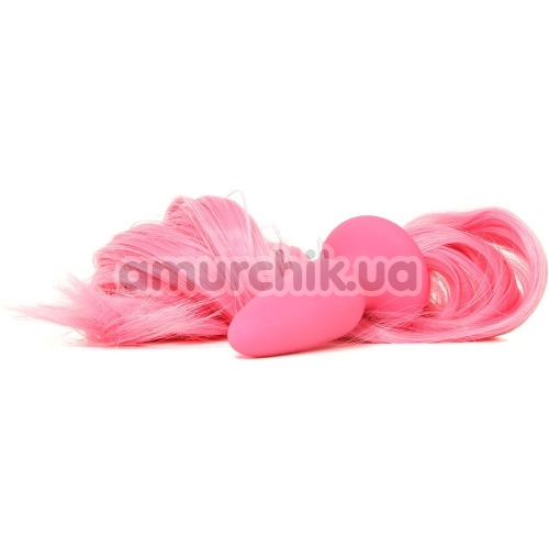 Анальная пробка с розовым хвостом Unicorn Tails Pastel, розовая