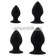 Набор из 4 анальных пробок Black Mont Fullness Anal Stuffer Set, черный - Фото №1