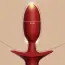Анальная пробка с коричневым хвостиком, вибрацией и ротацией  Upko Swinging & Vibrating Anal Plug, красная - Фото №4