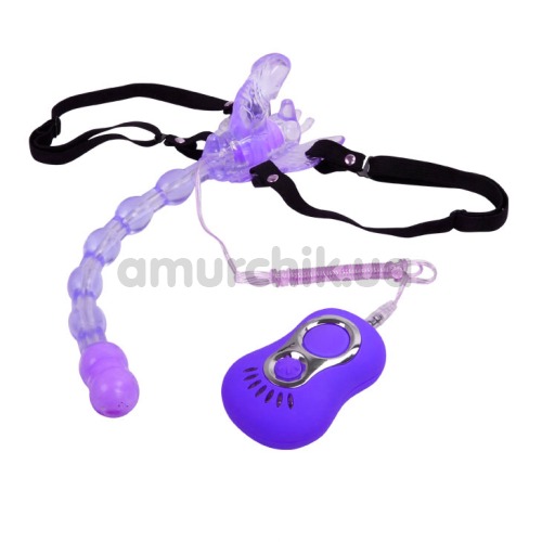 Многофункциональный вибратор Crystal Jade Butterfly Anal фиолетовый