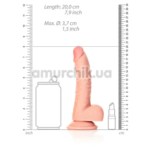 Фаллоимитатор Realrock Curved Dildo With Balls 7, телесный