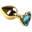 Анальная пробка с голубым кристаллом SWAROVSKI Gold Heart Topaz, золотая