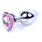 Анальная пробка со светло-розовым кристаллом Exclusivity Jewellery Silver Heart Plug, серебряная - Фото №1