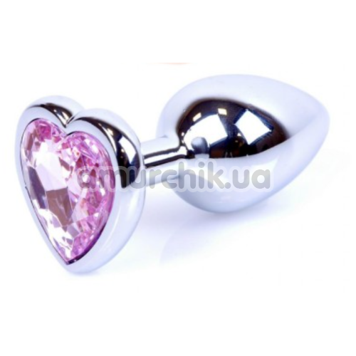 Анальная пробка со светло-розовым кристаллом Exclusivity Jewellery Silver Heart Plug, серебряная - Фото №1