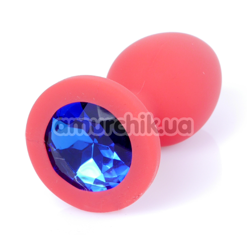 Анальная пробка с синим кристаллом Exclusivity Jewellery Silicon Plug S, светло-розовая