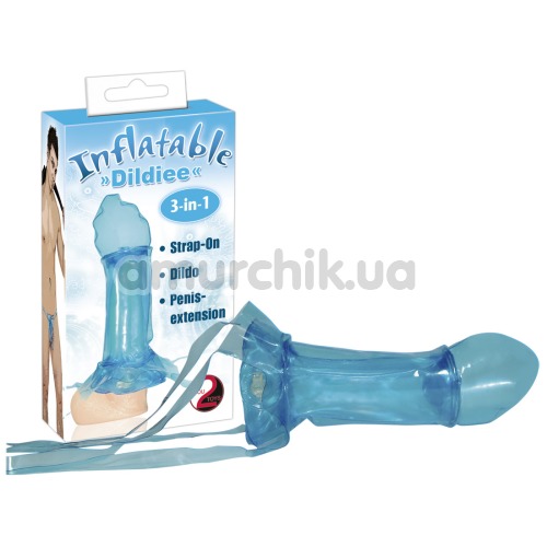 Порожнистий страпон Inflatable Dildiee, блакитний