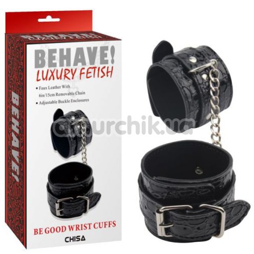 Наручники Behave! Luxury Fetish Be Good Wrist Cuffs, чорні