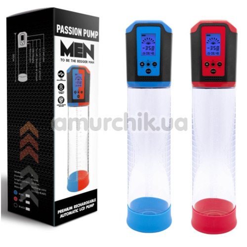 Вакуумная помпа Men Powerup Passion Pump Premium Rechargeable Automatic LCD, красная