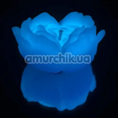Свічка у вигляді троянди GlowKink L - світиться у темряві, блакитна