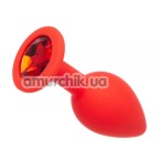 Анальная пробка с красным кристаллом Loveshop Seamless Butt Plug S, красная - Фото №1