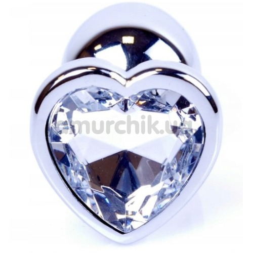 Анальная пробка с прозрачным кристаллом Exclusivity Jewellery Silver Heart Plug, серебряная