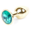 Анальна пробка з зеленим кристалом Exclusivity Jewellery Gold Plug, золота - Фото №1