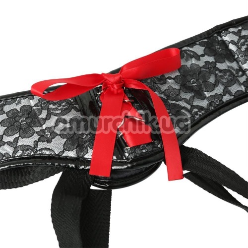 Трусики для страпона Sportsheets Platinum Lace Corsette Strap-On, черные