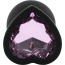 Анальная пробка со светло-розовым кристаллом Silicone Jewelled Butt Plug Heart Small, черная - Фото №3