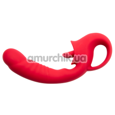 Вибратор для клитора и точки G Tongue Licking Vibrator, красный - Фото №1