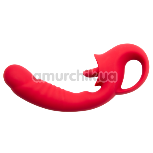 Вибратор для клитора и точки G Tongue Licking Vibrator, красный - Фото №1