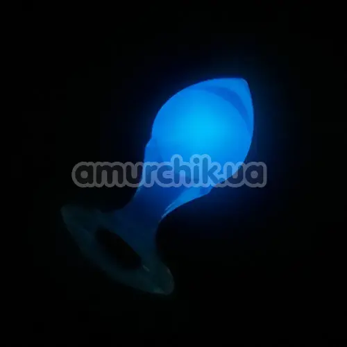 Анальная пробка Univibe Glow-In-Dark Smooth S, голубая