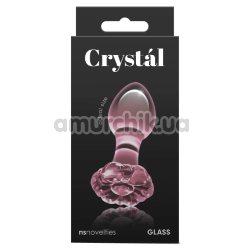 Анальная пробка Crystal Glass Flower, розовая