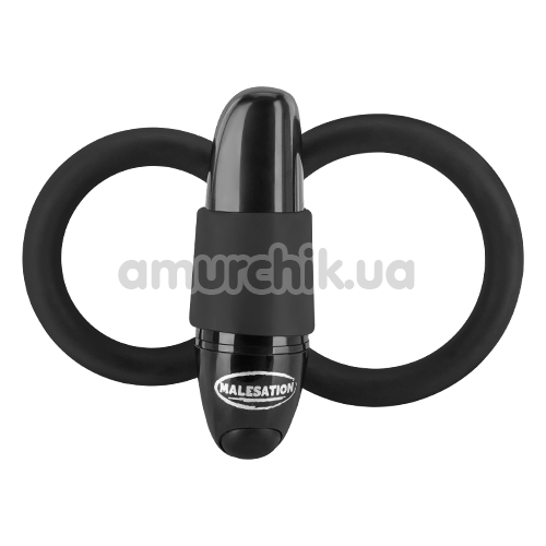 Виброкольцо Malesation Squeeze Cock & Ball Ring, черное - Фото №1