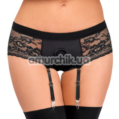 Трусики для страпона с подвязками для чулок Bad Kitty Panty With O-Ring, черные - Фото №1