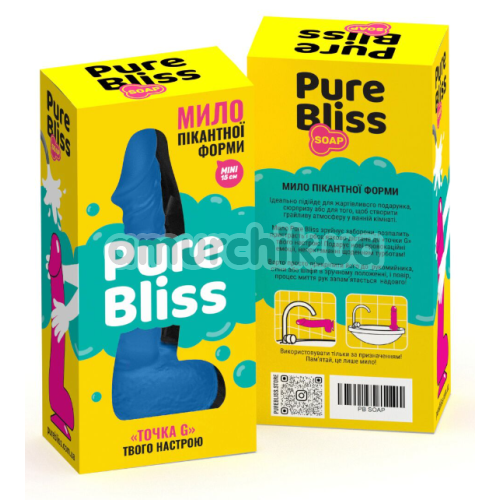 Мыло в виде пениса с присоской Pure Bliss Mini, синее