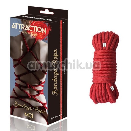 Веревка Mai Attraction Pleasure Toys Bondage Rope 10m, красная