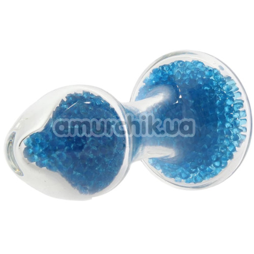 Анальная пробка Stardust Premium Glass Plug Glam, голубая