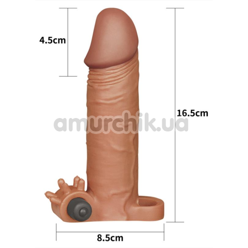 Насадка - подовжувач пеніса з вібрацією Lovetoy Pleasure X-Tender Series LV1062, коричнева
